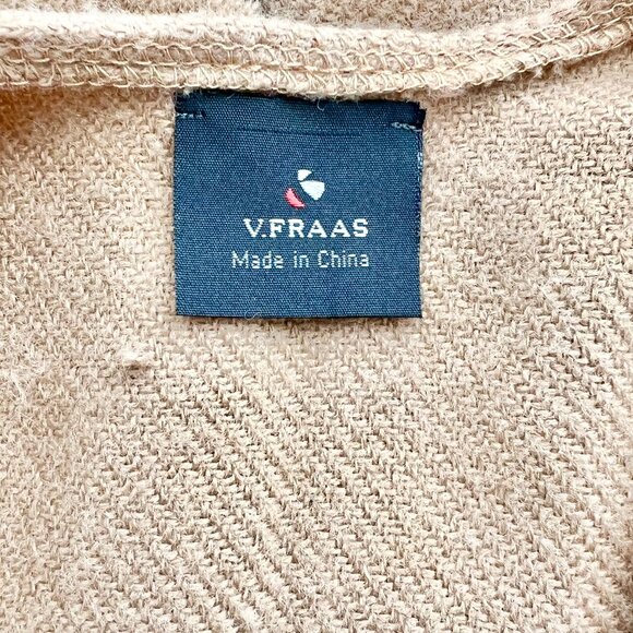 V. FRAAS German Made Camel Plaid Woven Fringe Acrylic Ruana Shawl Wrap- One Size - Picture 6 of 8